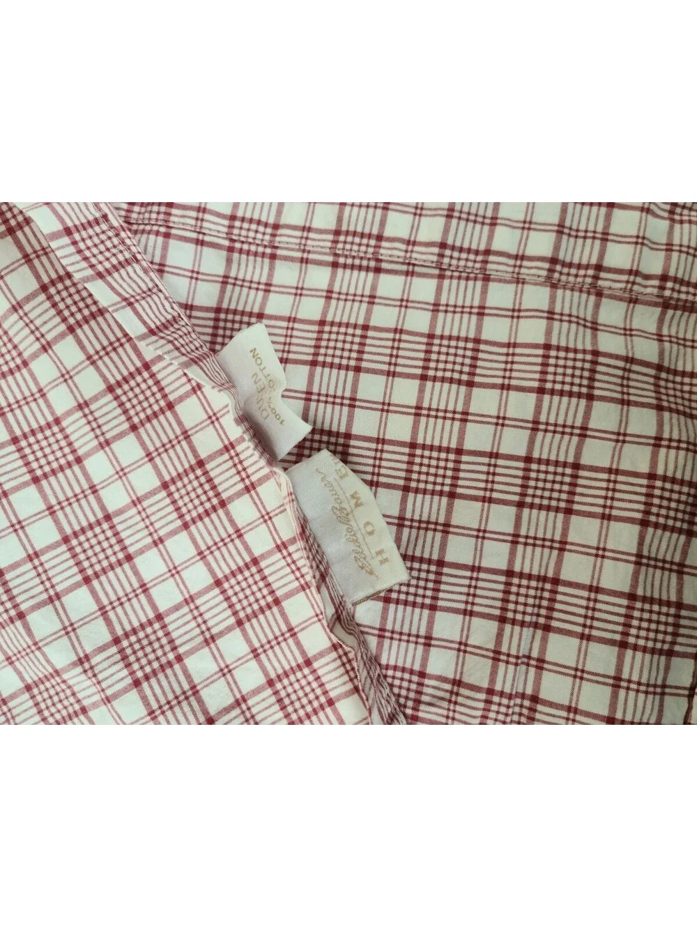 Eddie Bauer Red And White Plaid King Flat Sheet 100% Cotton